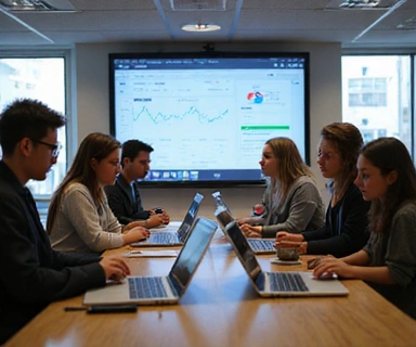 Students practicing investment strategies