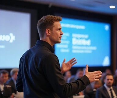Tech entrepreneur presenting